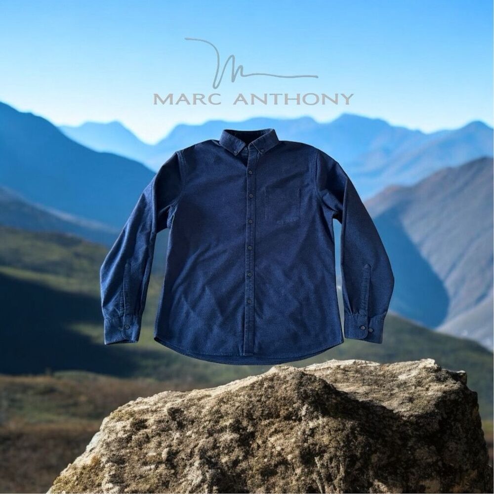 Sustainable Marc Anthony Men's Slim Fit Long Sleeve Button-Up flannel,Medium